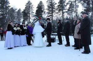 Ordained minister performs a holiday wedding