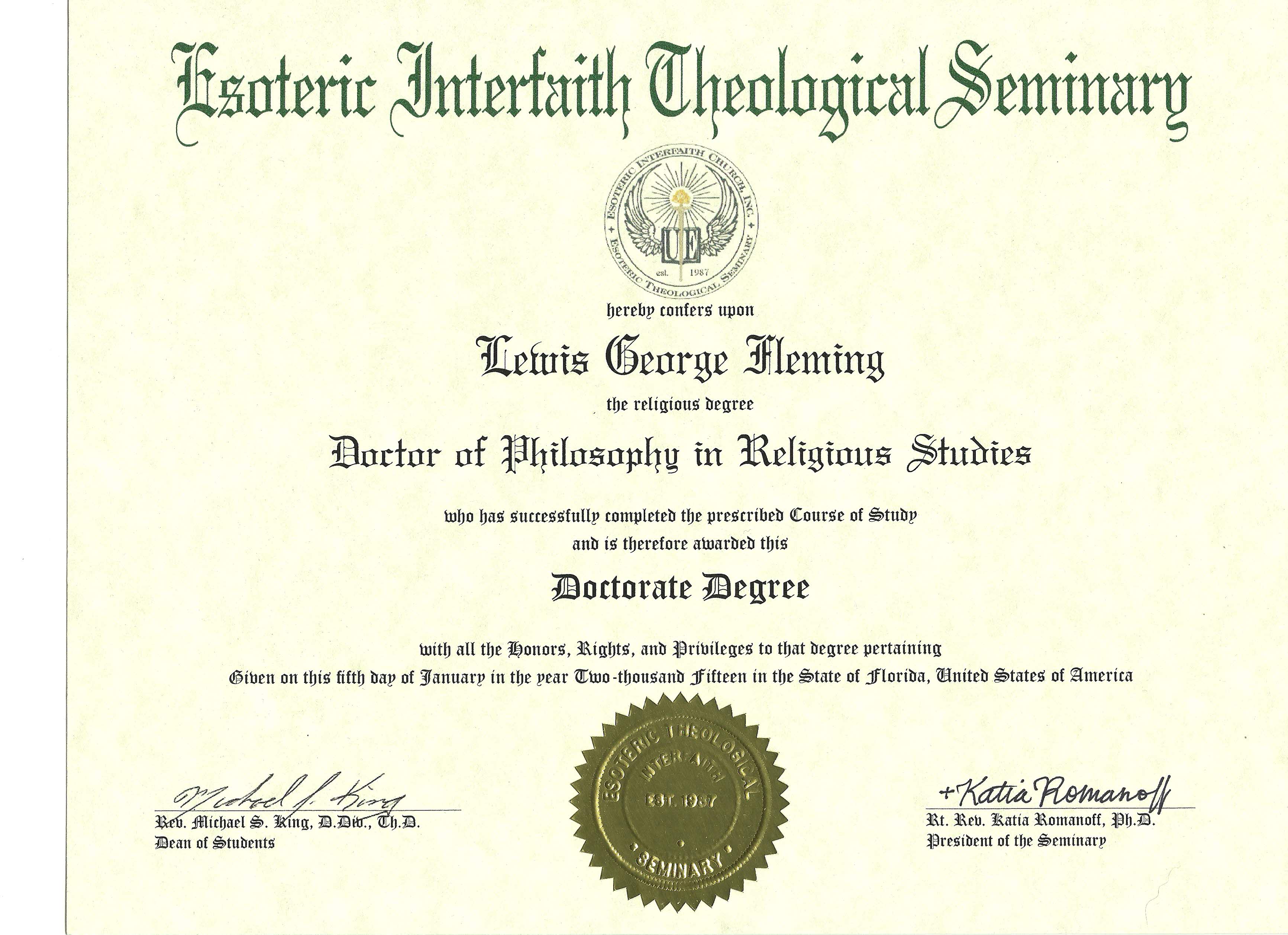 Dissertation only doctor of theology degrees online