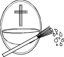 Holy Water and aspergillum (sprinkler) for the minister or priest to sprinkle the holy water
