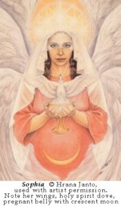 Sophia Goddess of Wisdom, God the Mother with the Holy Spirit Dove