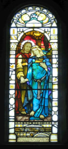 Church window depicting marriage of Jesus and Mary Magdalene